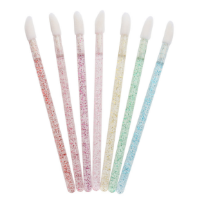 Disposable Glitter Lip Wand Mini Makeup Lip Brush Lash Tool Flocked Lip Gloss Wand Lash Cleaning Brush