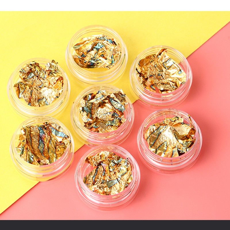 Wholesale Nail Colorful Gold Foil Flakes for Nail Art Design Aluminum Foil Platinum Nail Charms