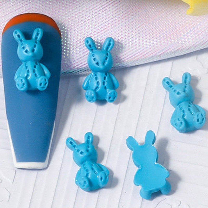 Wholesale Resin Cute Cartoon Rabbit Ornament for Nail Art Decoration 3D Bunny Nail Charms Manicure Accessories
