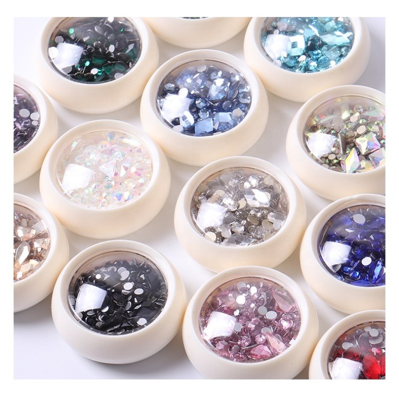 Wholesale Shining Mixed Shaped Rhinestones Nail Charms 3D Crystal Diy Flat Bottom Glass Diamond
