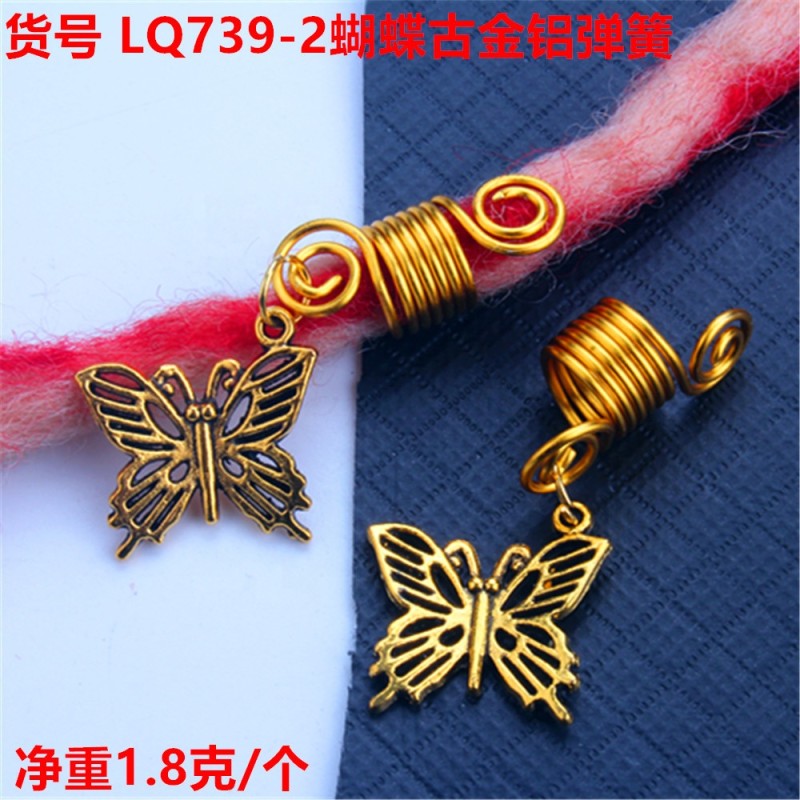 Wholesale Alloy butterfly Hair Beads Braid Locs Hair Accessories Jewelry for Dreadlocks Cuffs Charms