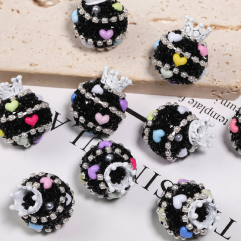 Crown Sugar Ball Beads for DIY Beaded Pen Rhinestone Beads with Pearl for Jewelry Making