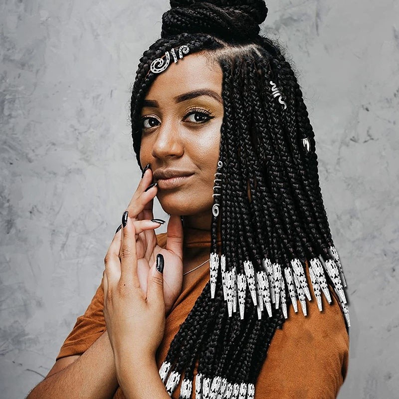 Wholesale Gold Silver Hair Beads Gold Silver Braid Locs Hair Accessories Jewelry for Dreadlock Cuffs