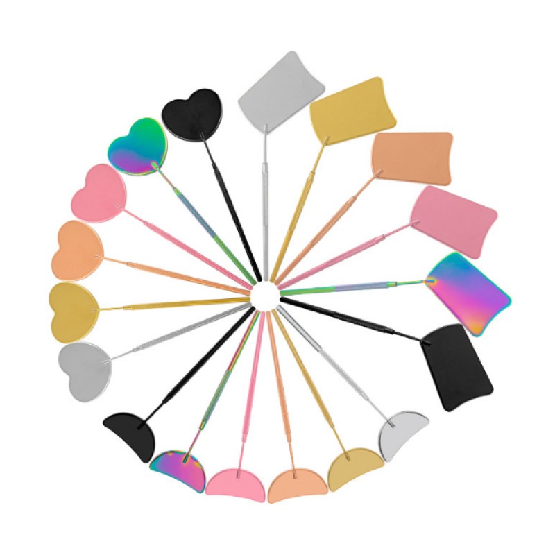 Custom logo Stainless Steel Handle butterfly Eyelash Extension Mirror Lash Checking Mirror