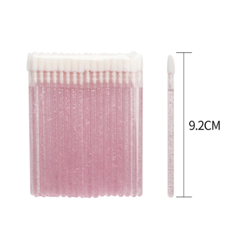 Disposable Glitter Lip Wand Mini Makeup Lip Brush Lash Tool Flocked Lip Gloss Wand Lash Cleaning Brush