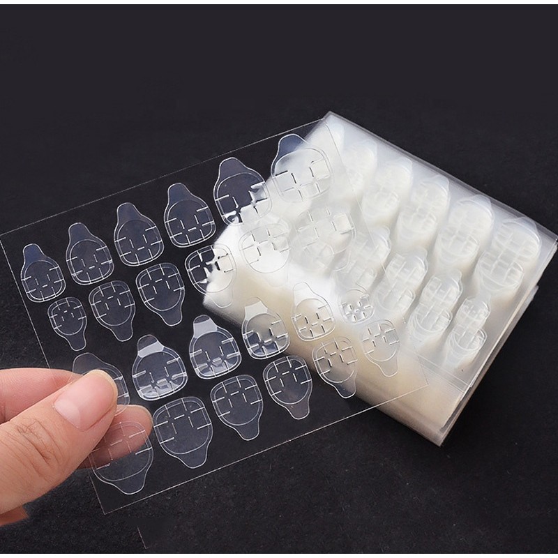 Wholesale 24 Tips/sheet Double-sided Adhesive Nail Stickers False Nail Tape Transparent Invisible Jelly Glue Stickers Supplier