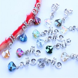 New Gold Silver Spiral Hair Beads Braid Locs Hair Accessories Jewelry for Dreadlock Cuffs Crystal Pendant Hair Charms
