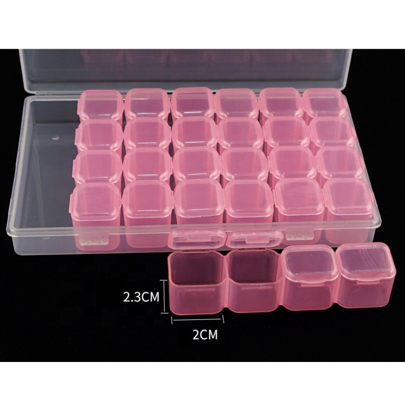 Nail Art Storage Box rainbow Plastic Makeup Box 28 Grid Nail Art Glitter Rhinestone Plastic Empty case