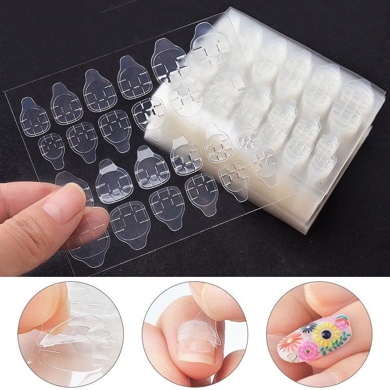 Wholesale 24 Tips/sheet Double-sided Adhesive Nail Stickers False Nail Tape Transparent Invisible Jelly Glue Stickers Supplier