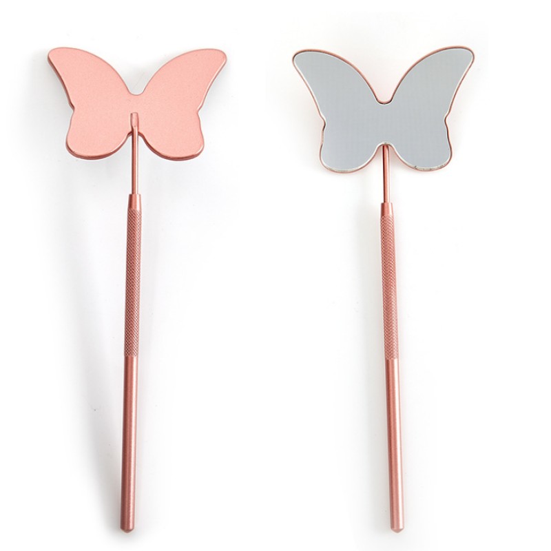 Custom logo Stainless Steel Handle butterfly Eyelash Extension Mirror Lash Checking Mirror