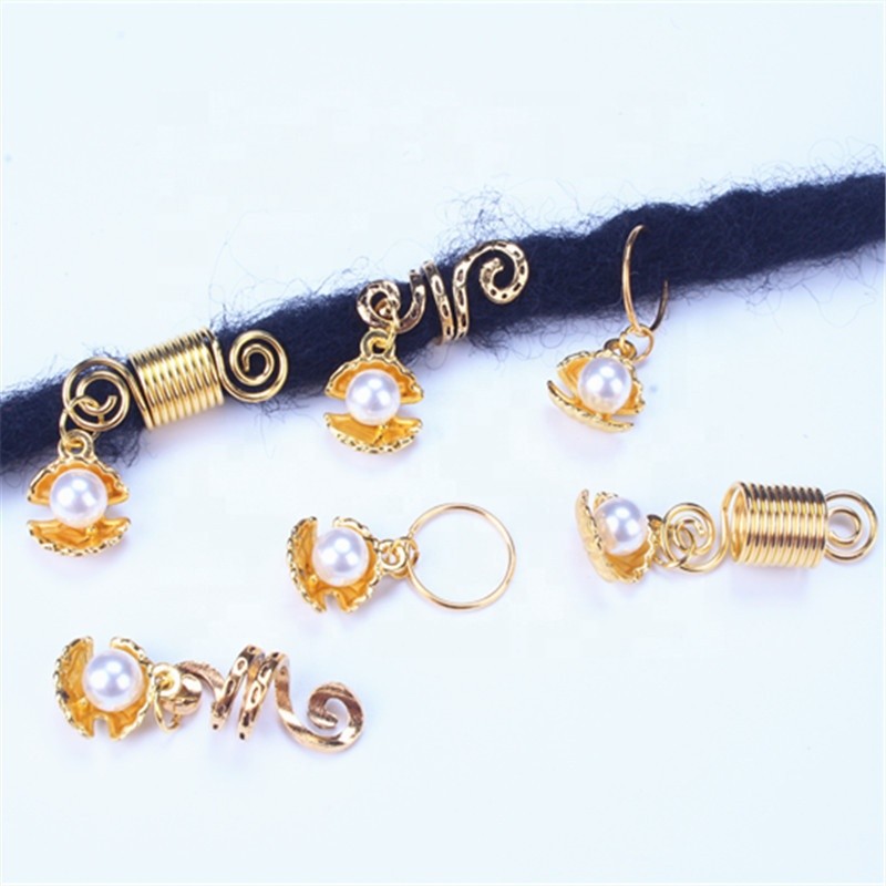 Hot Sale Beauty Metal Shell Shape Hair Coils Rings Dreadlocks Hair Braid Cuff for Synthetic Braid Hair Decoration Accessories