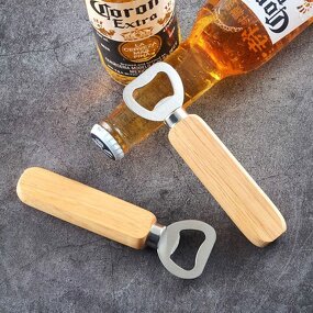 Bottle Opener Keychain Manufacturer - Wholesale Brown Laser Blank Wooden Handle Opener