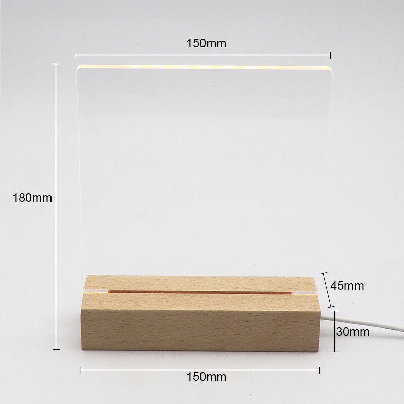 LED Night Light Manufacturer - DIY 3D Light with Wood Stand Erasable Acrylic Board