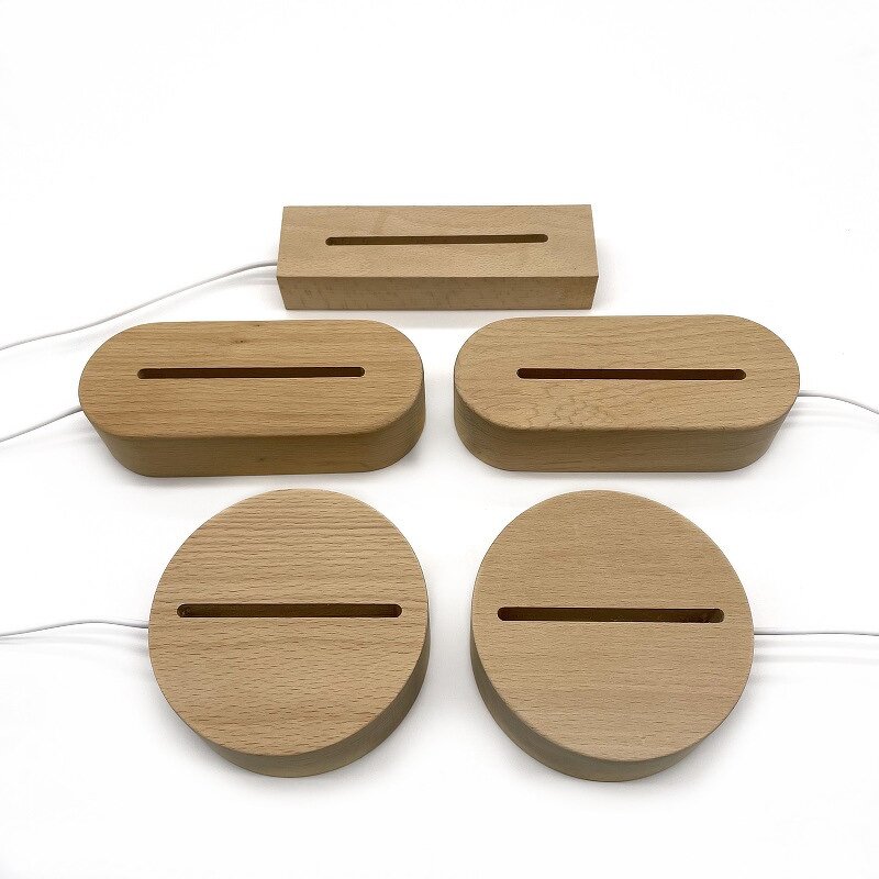 LED Night Light Base Manufacturer - Round Square Display Stand USB Wooden Base