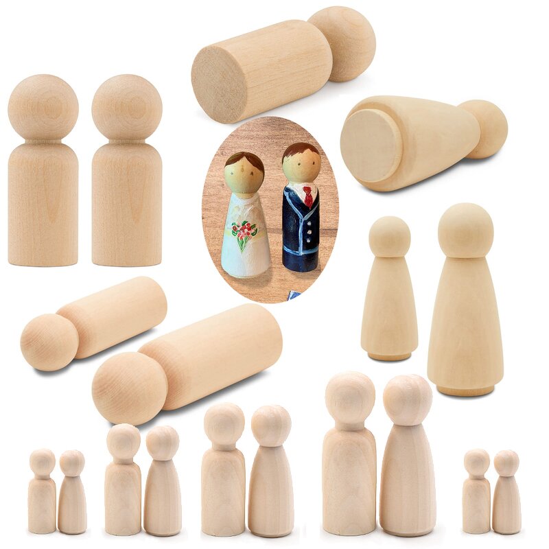 Peg Dolls Manufacturer - Unpainted Handmade Wooden Teething Toys Newborn Gifts