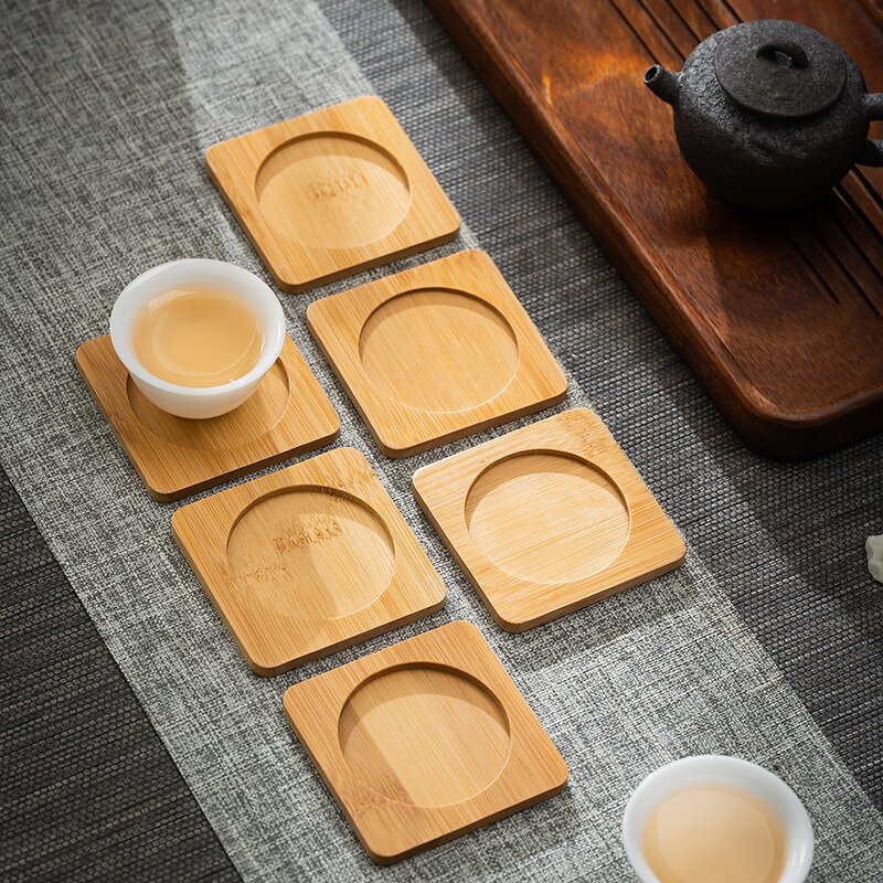 Bamboo Coaster Manufacturer - Customized Logo Bulk Square Drink Tea Coffee Mat