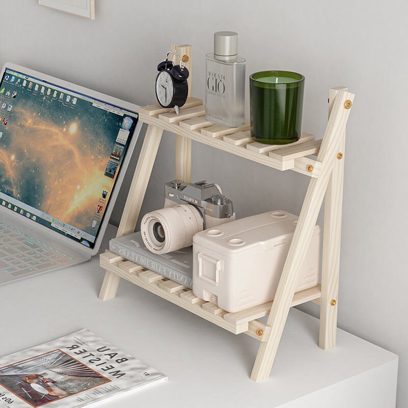 Display Stand Manufacturer - Foldable Wooden Ladder Portable Desktop Shelf Holder