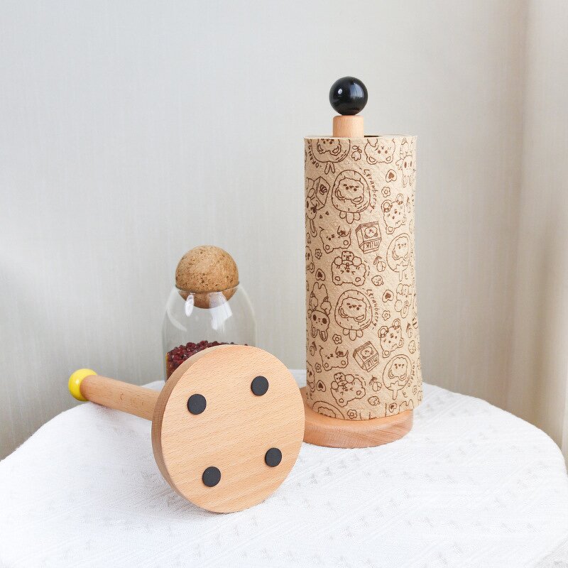 Paper Towel Holder Manufacturer - Wooden Eco-Friendly Rotating Free Standing Stand