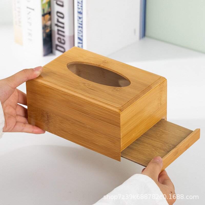 Tissue Box Holder Manufacturer - Eco-Friendly Unfinished Bamboo Wood Storage Box