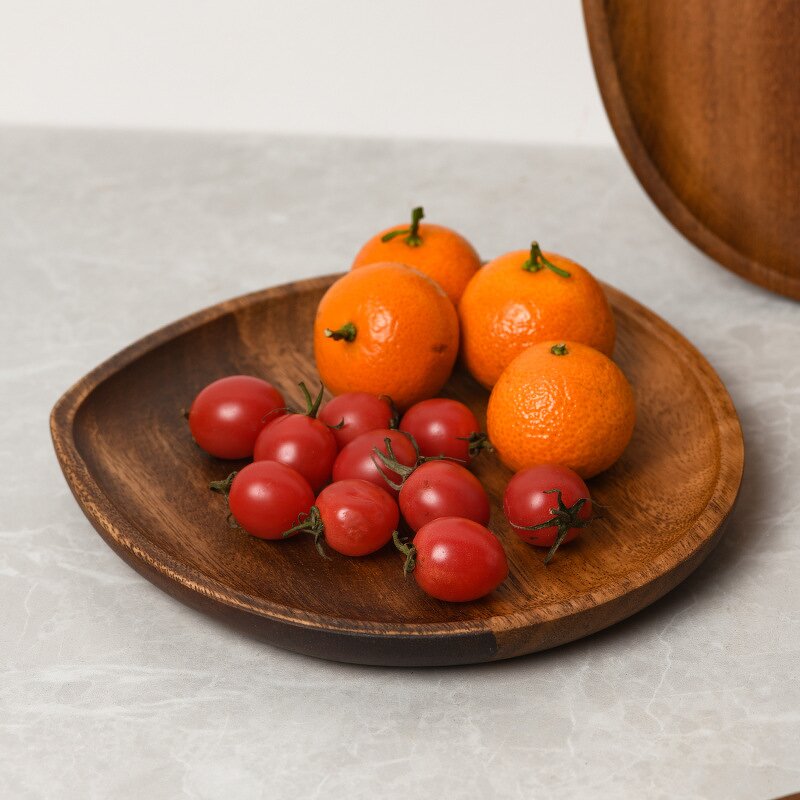 Serving Tray Manufacturer - Eco-Friendly Round Acacia Wood Cutlery Decorative Tray