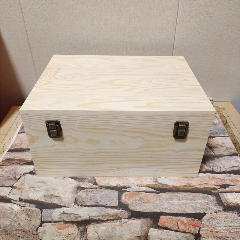 Wooden Gift Box Manufacturer - Custom Logo Solid Pine Square Hinge Lid Box