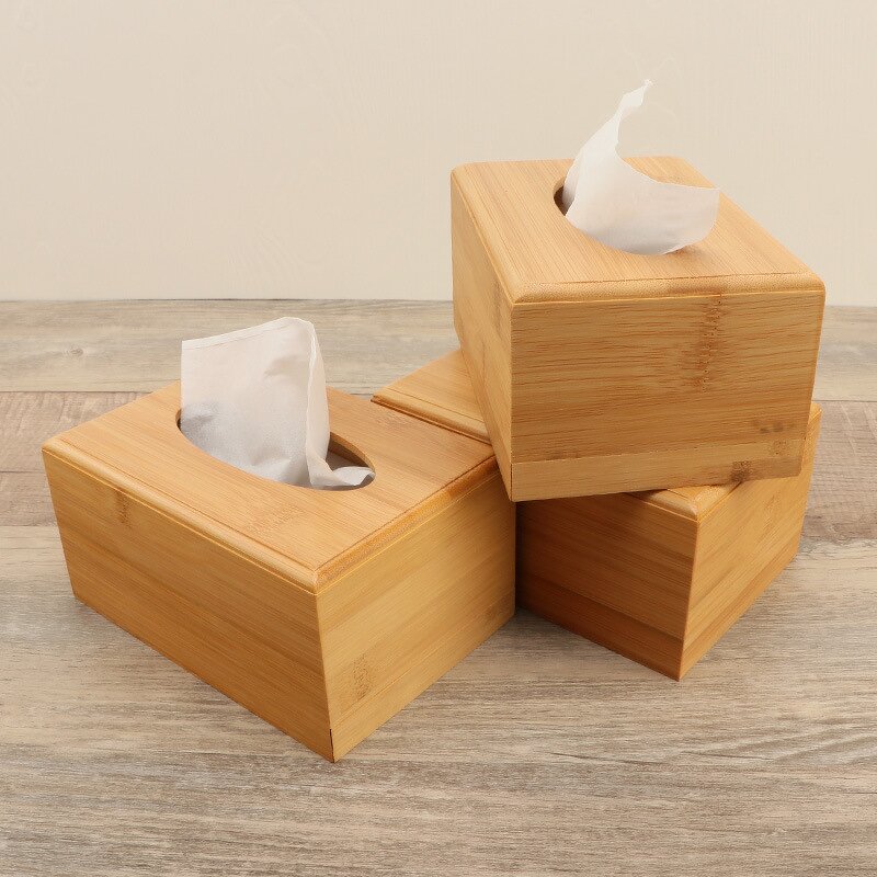 Tissue Box Holder Manufacturer - Eco-Friendly Unfinished Bamboo Wood Storage Box
