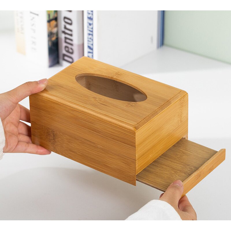 Napkin Holder Manufacturer - Eco-friendly Bamboo Wood Square Tissue Box