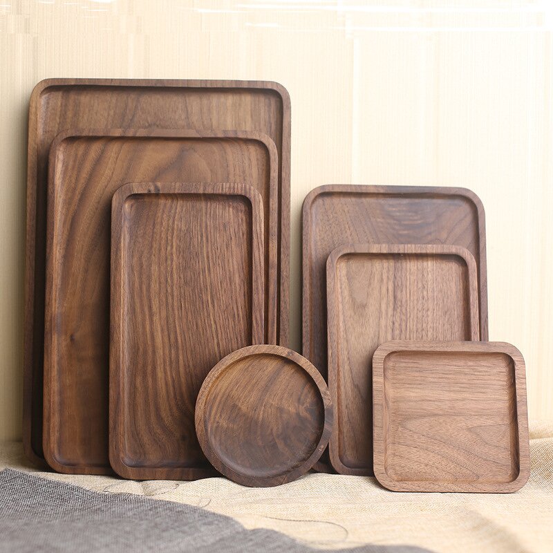 Serving Tray Manufacturer - Wholesale Solid Wood Rectangular Dessert Snack Tray