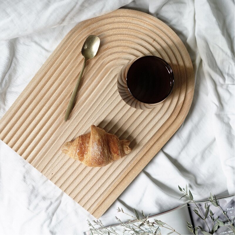 Serving Tray Manufacturer - Custom Japandi Style Beech Wood Water Ripple Tray