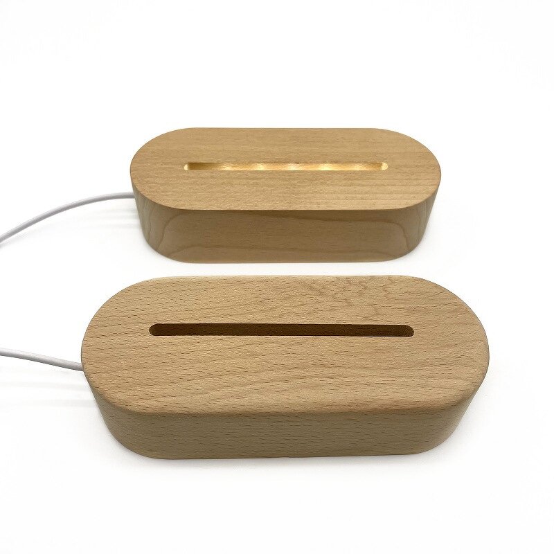 LED Night Light Base Manufacturer - Round Square Display Stand USB Wooden Base