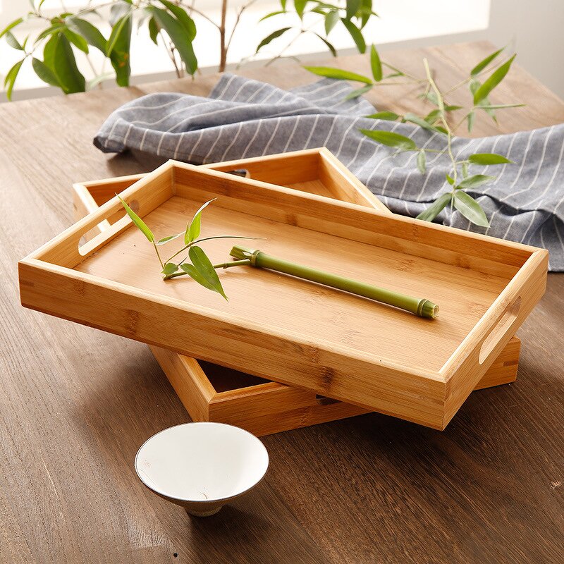 Bamboo Tray Manufacturer - Wholesale Modern Engraved Rectangle Food Dessert Tray