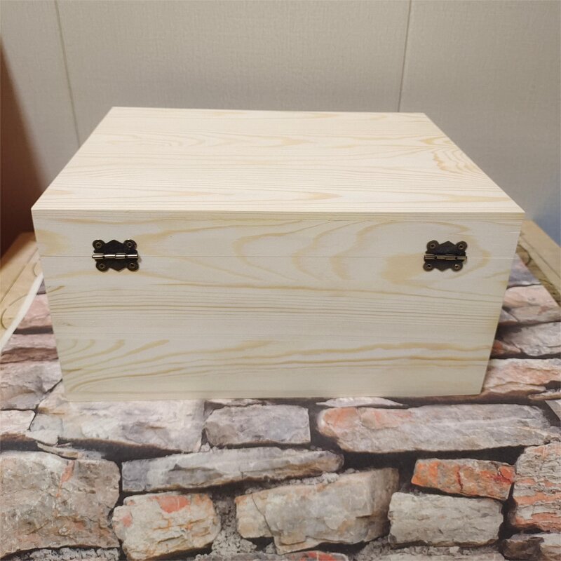 Wooden Gift Box Manufacturer - Custom Logo Solid Pine Square Hinge Lid Box