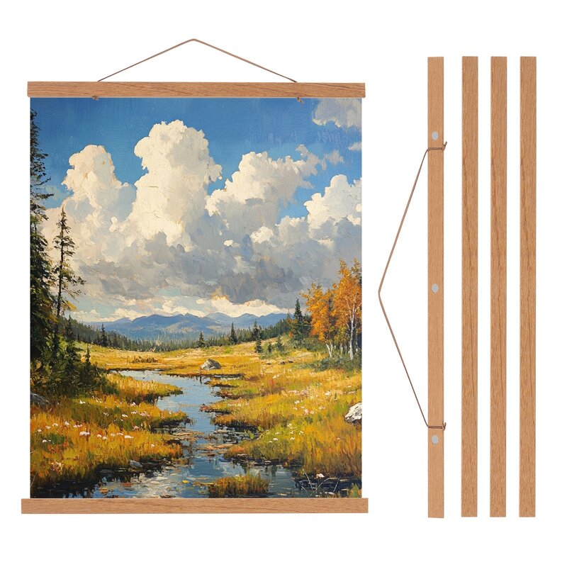 Photo Frame Manufacturer - Free Sample Solid Wood Magnetic Poster Hanger Wall Art