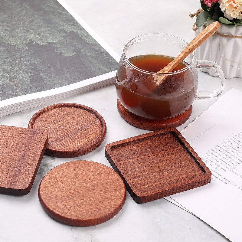 Drink Coaster Set Manufacturer - Restaurant Solid Wood Natural Round Mug Holder