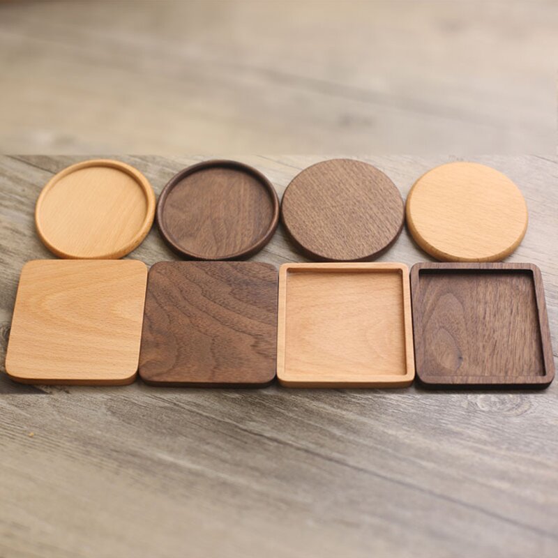 Drink Coaster Set Manufacturer - Restaurant Solid Wood Natural Round Mug Holder