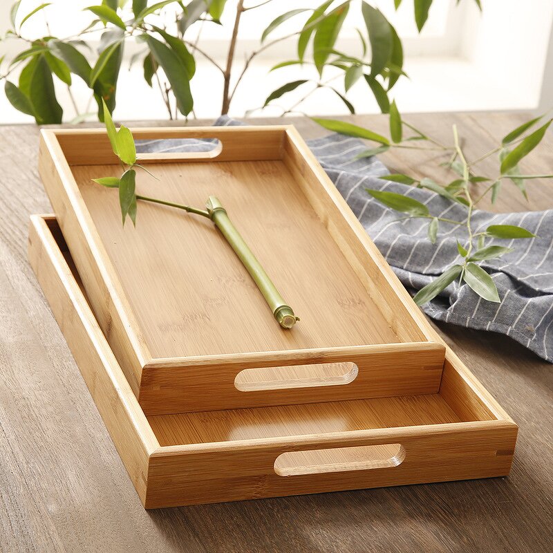 Bamboo Tray Manufacturer - Wholesale Modern Engraved Rectangle Food Dessert Tray