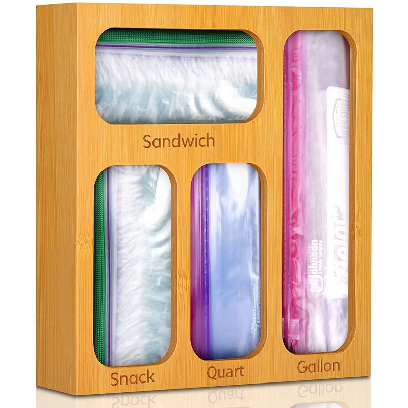 Ziplock Bag Organizer Manufacturer - Eco-Friendly Bamboo Kitchen Food Storage Box