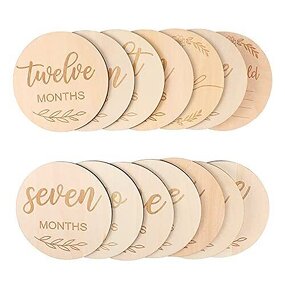 Baby Milestone Cards Manufacturer - 12 Pcs Laser Cut Eco-Friendly Wood Round Cards