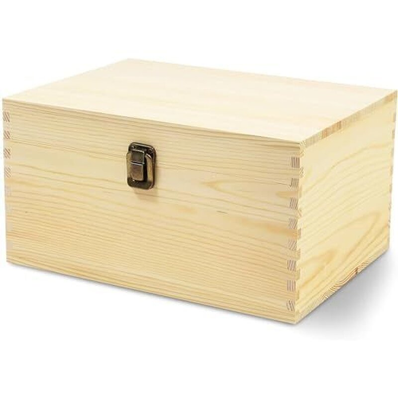 Wooden Treasure Chest Manufacturer - Large Polished Hinged Lid Rectangle Storage Box