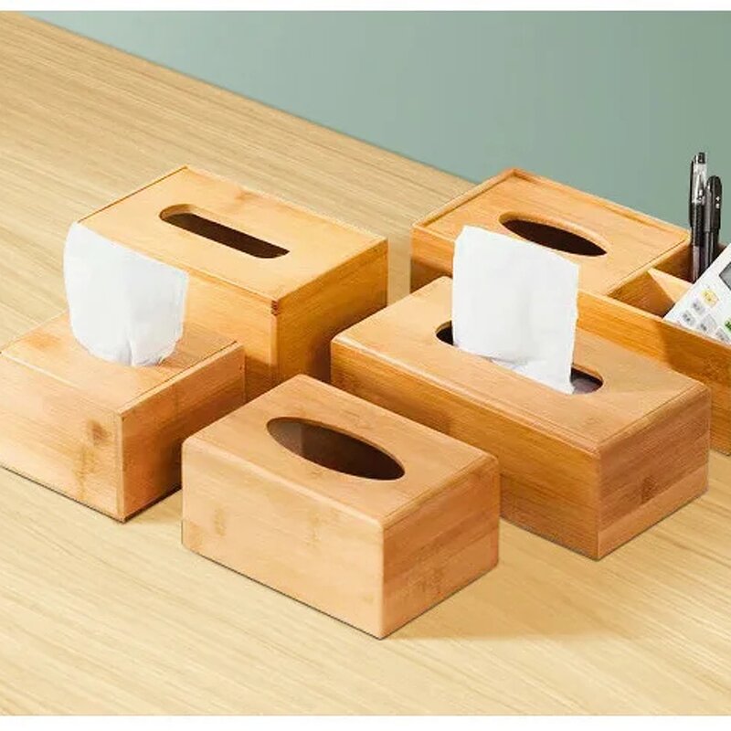 Tissue Box Holder Manufacturer - Eco-Friendly Unfinished Bamboo Wood Storage Box
