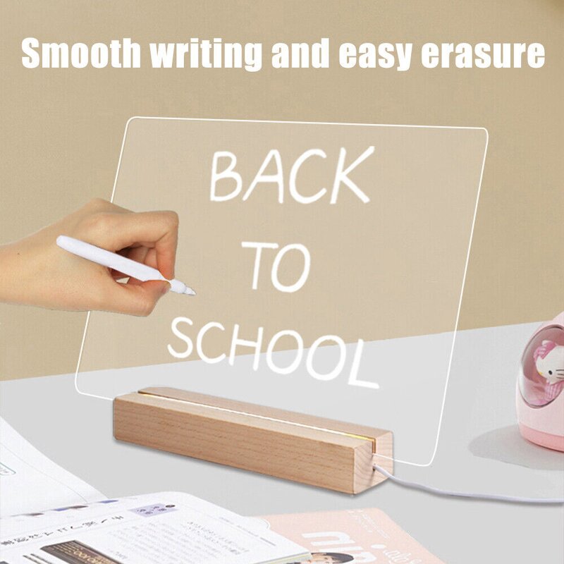 LED Night Light Manufacturer - DIY 3D Light with Wood Stand Erasable Acrylic Board
