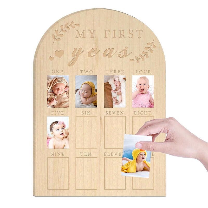 Baby Growth Cards Manufacturer - Eco-Friendly Wooden Wall Hanging 12 Months Journal
