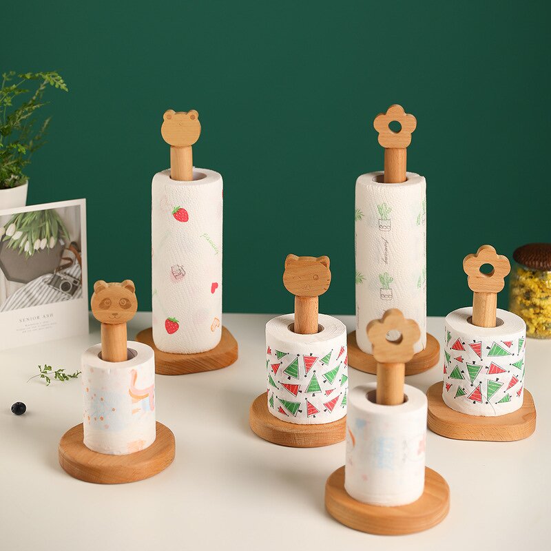 Paper Towel Holder Manufacturer - Eco-Friendly Wooden Free-standing Non-slip Rack
