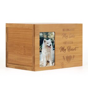 Pet Urn Manufacturer - Custom Bamboo Wood Cinerary Casket with Photo Frame