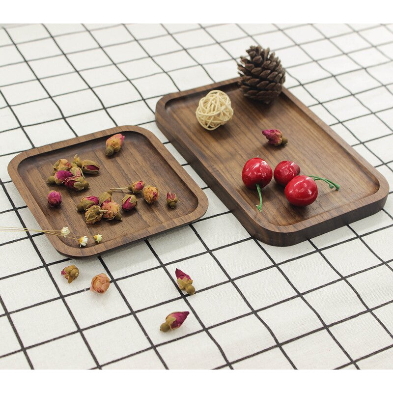 Serving Tray Manufacturer - Wholesale Solid Wood Rectangular Dessert Snack Tray