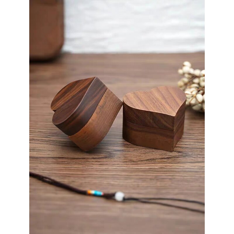 Wood Ring Box Manufacturer - Custom Luxury Heart Shape Wedding Proposal Box