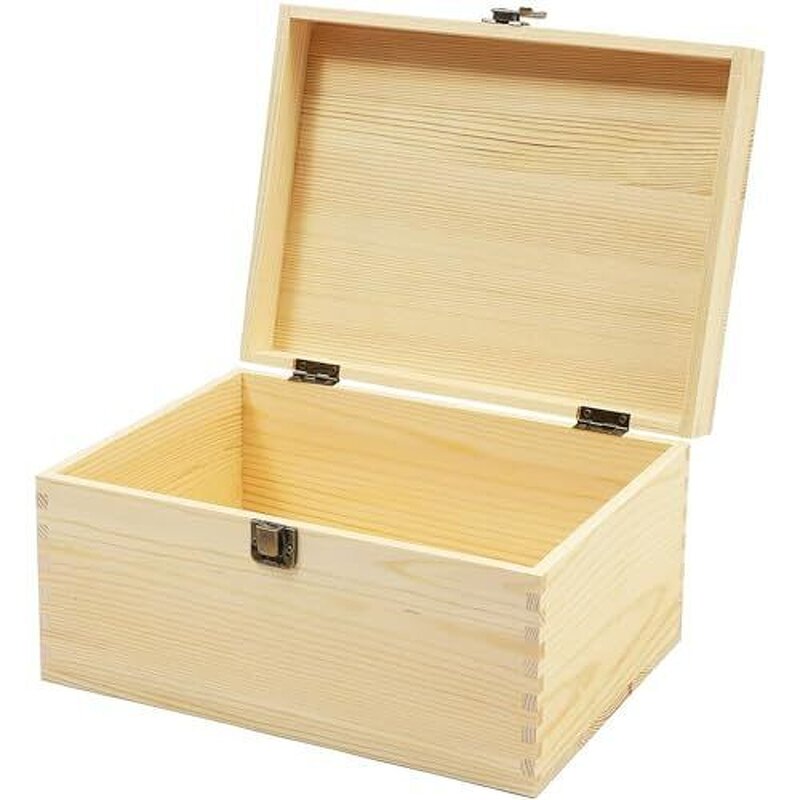Wooden Treasure Chest Manufacturer - Large Polished Hinged Lid Rectangle Storage Box