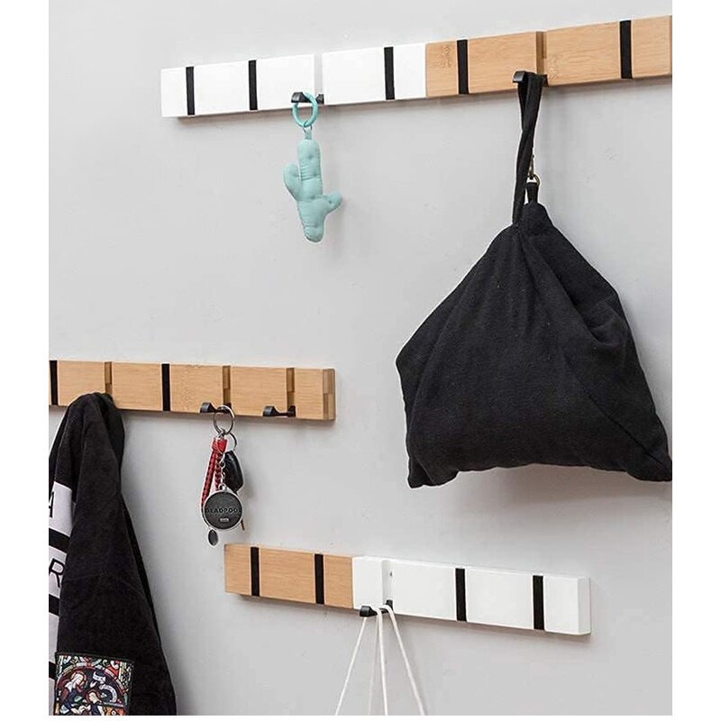 Wall Hooks Manufacturer - Multifunctional 5 Hooks Bamboo Wall Mounted Coat Hanger
