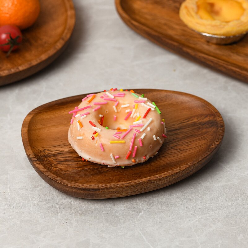 Serving Tray Manufacturer - Eco-Friendly Round Acacia Wood Cutlery Decorative Tray