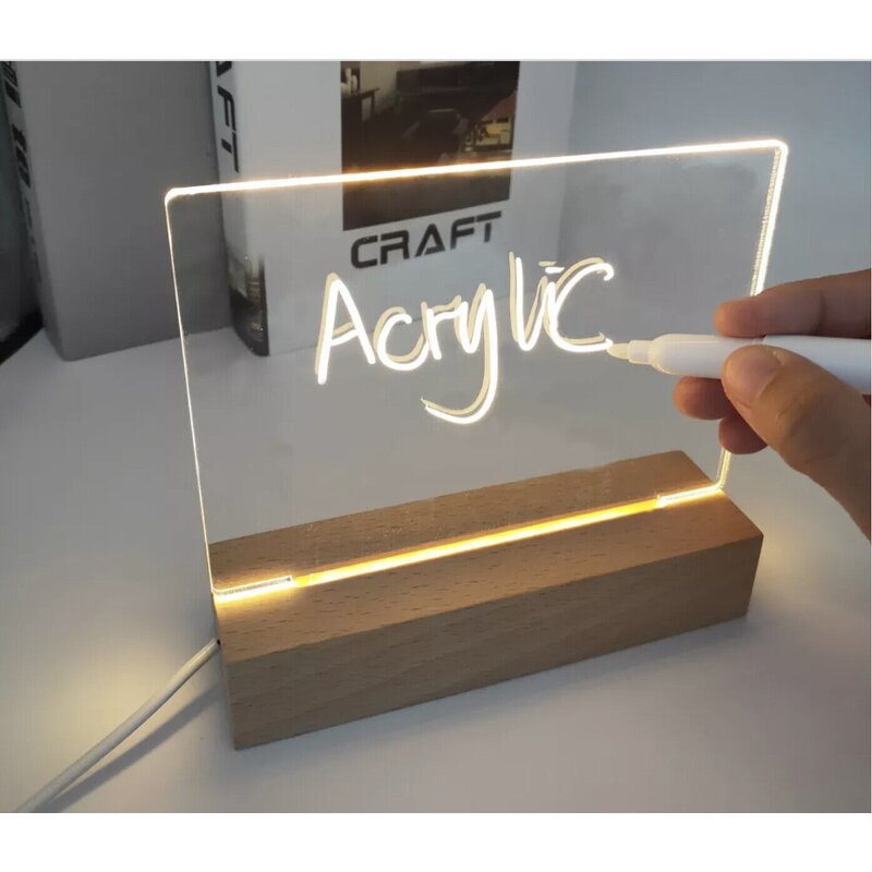 LED Night Light Manufacturer - DIY 3D Light with Wood Stand Erasable Acrylic Board